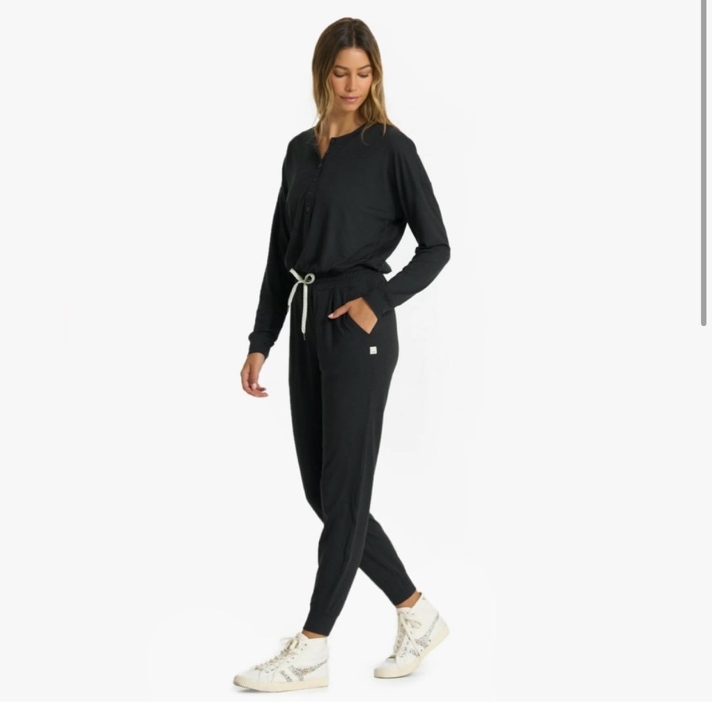 Black Vuori Women's Henley Lux Jumpsuit